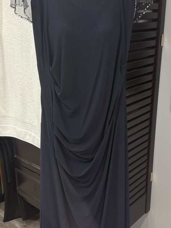 Betsy & Adam Dresses & Skirts - Betsy & Adam Black Beaded-Shoulder Draped Maxi Dress